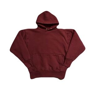 Vintage Camber Snap Neck Hoodie Heavyweight Double Thick Layer Pullover Burgundy